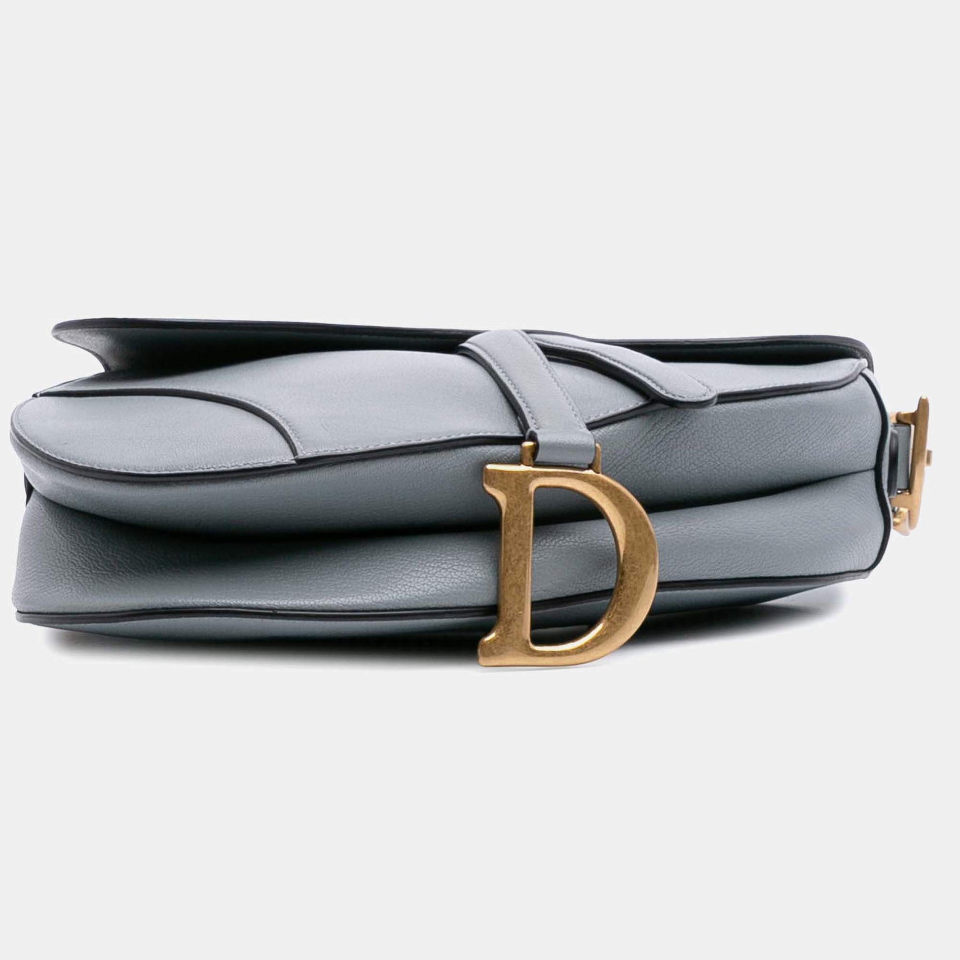 Dior Grey Goatskin Saddle Bag