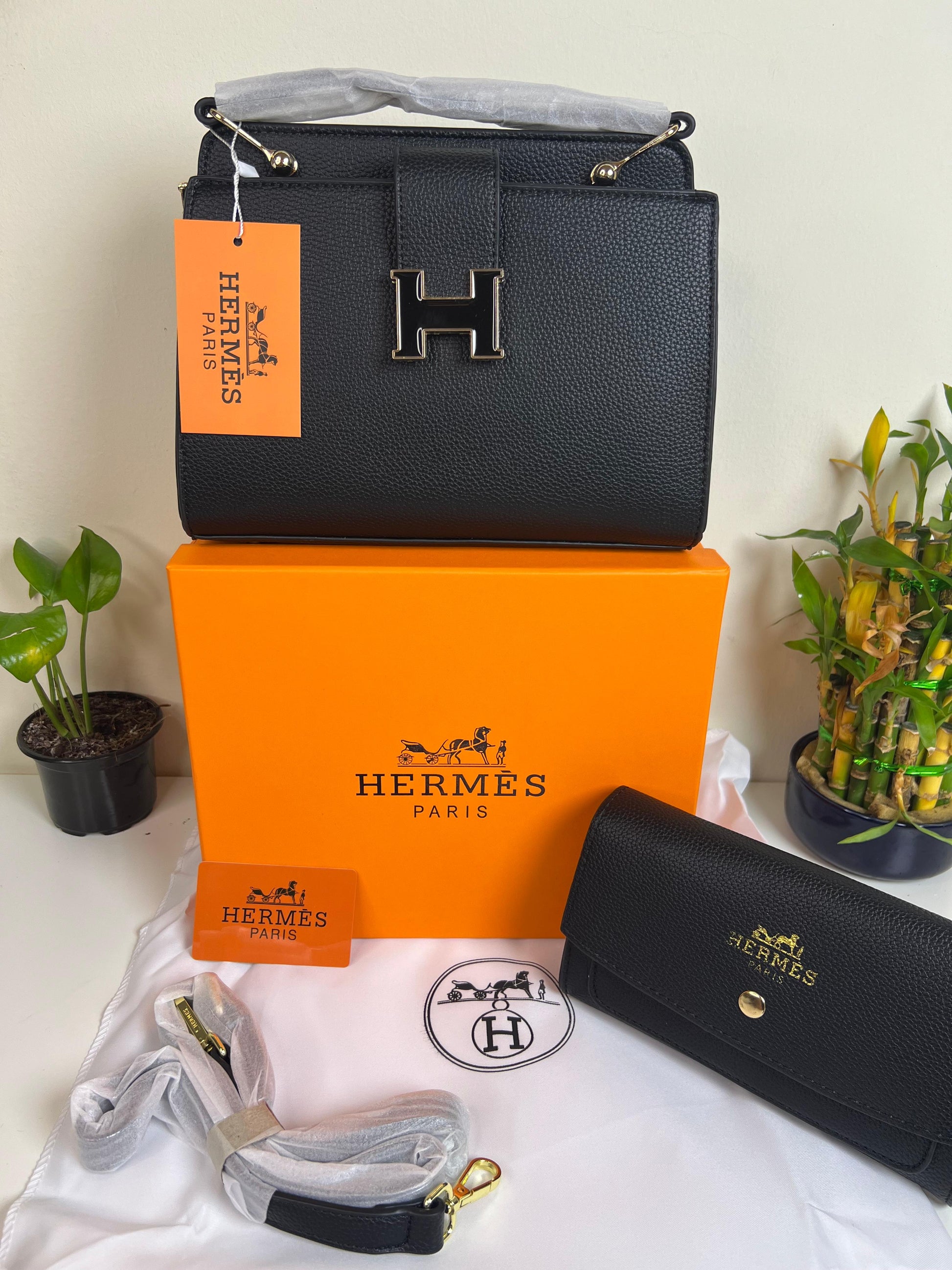 Hermes Small Crossbody Bag With Strap Black