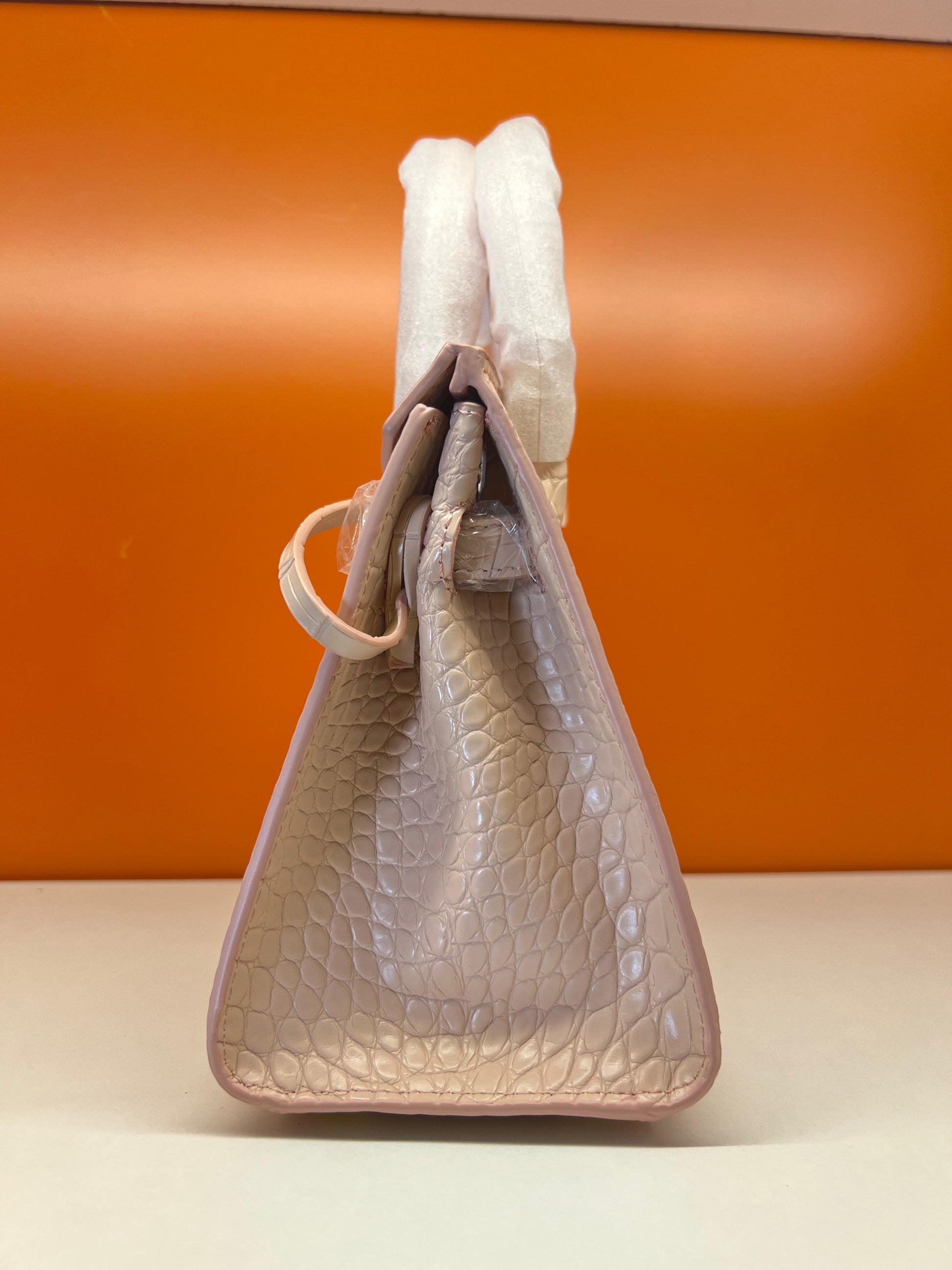 Hermes Birkin Crocodile Skin Small Carry Bag With Strap Pink