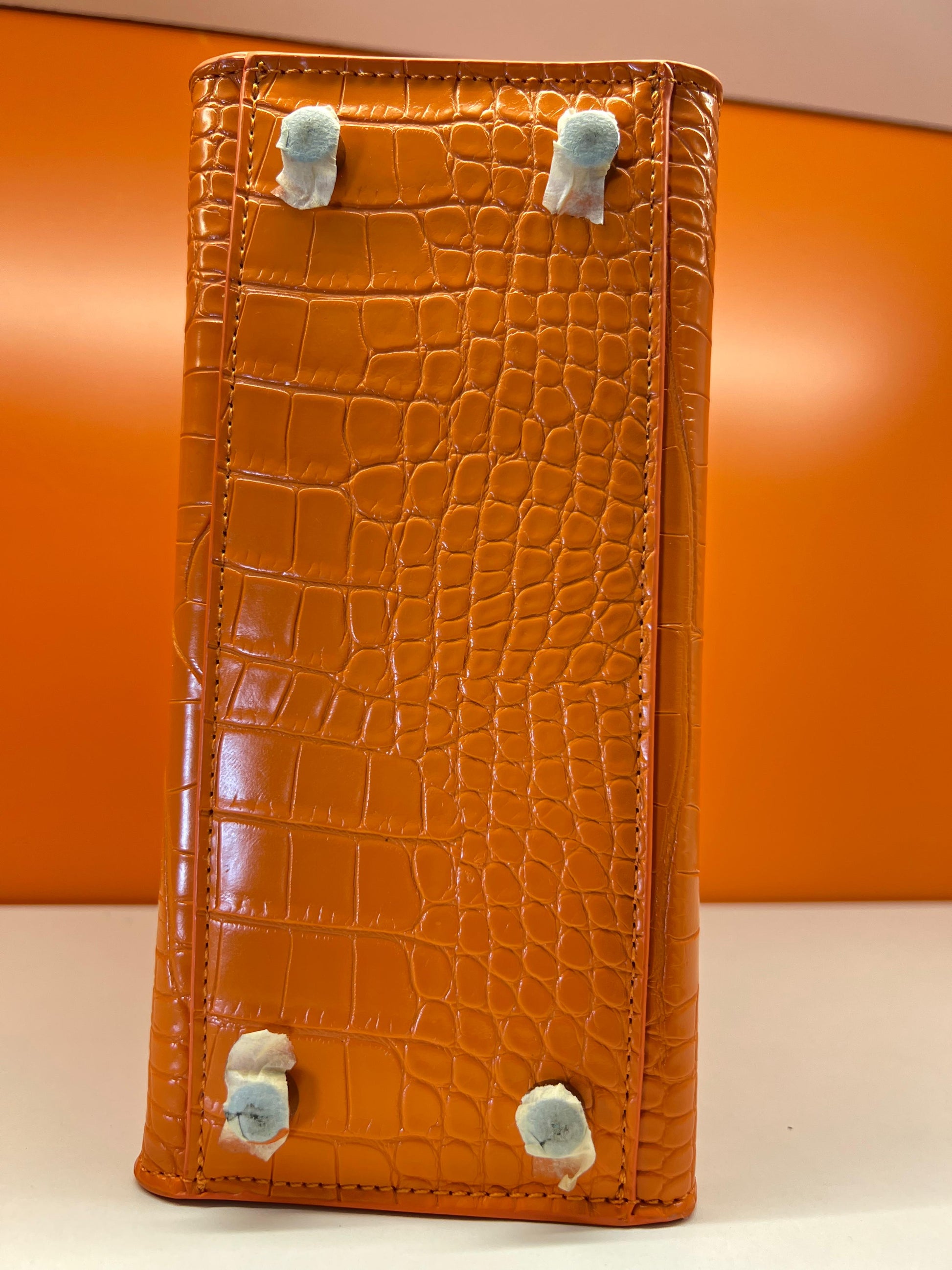 Hermes Birkin Crocodile Skin Small Carry Bag With Strap Orange