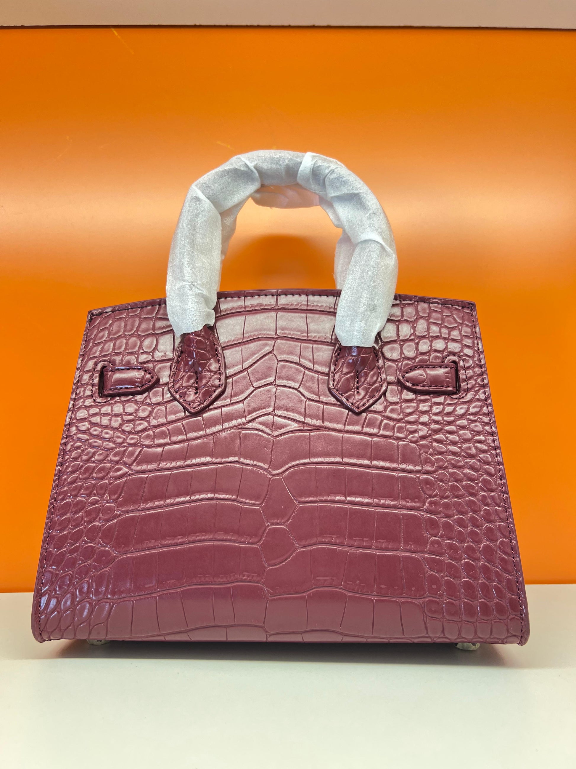 Hermes Birkin Crocodile Skin Small Carry Bag With Strap Meroon