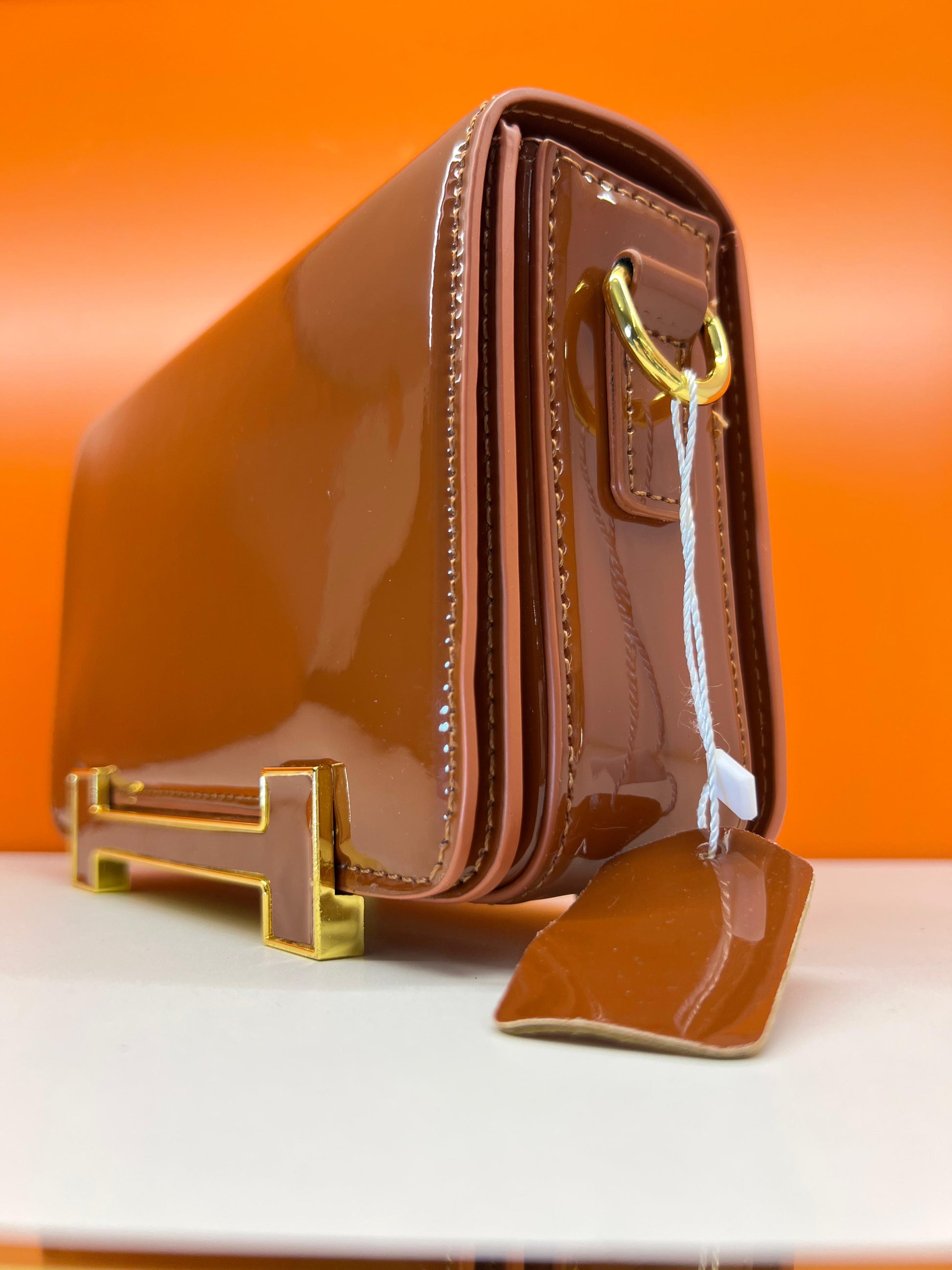 Hermes Small Wallet Crossbody With Strap Shiny Brown