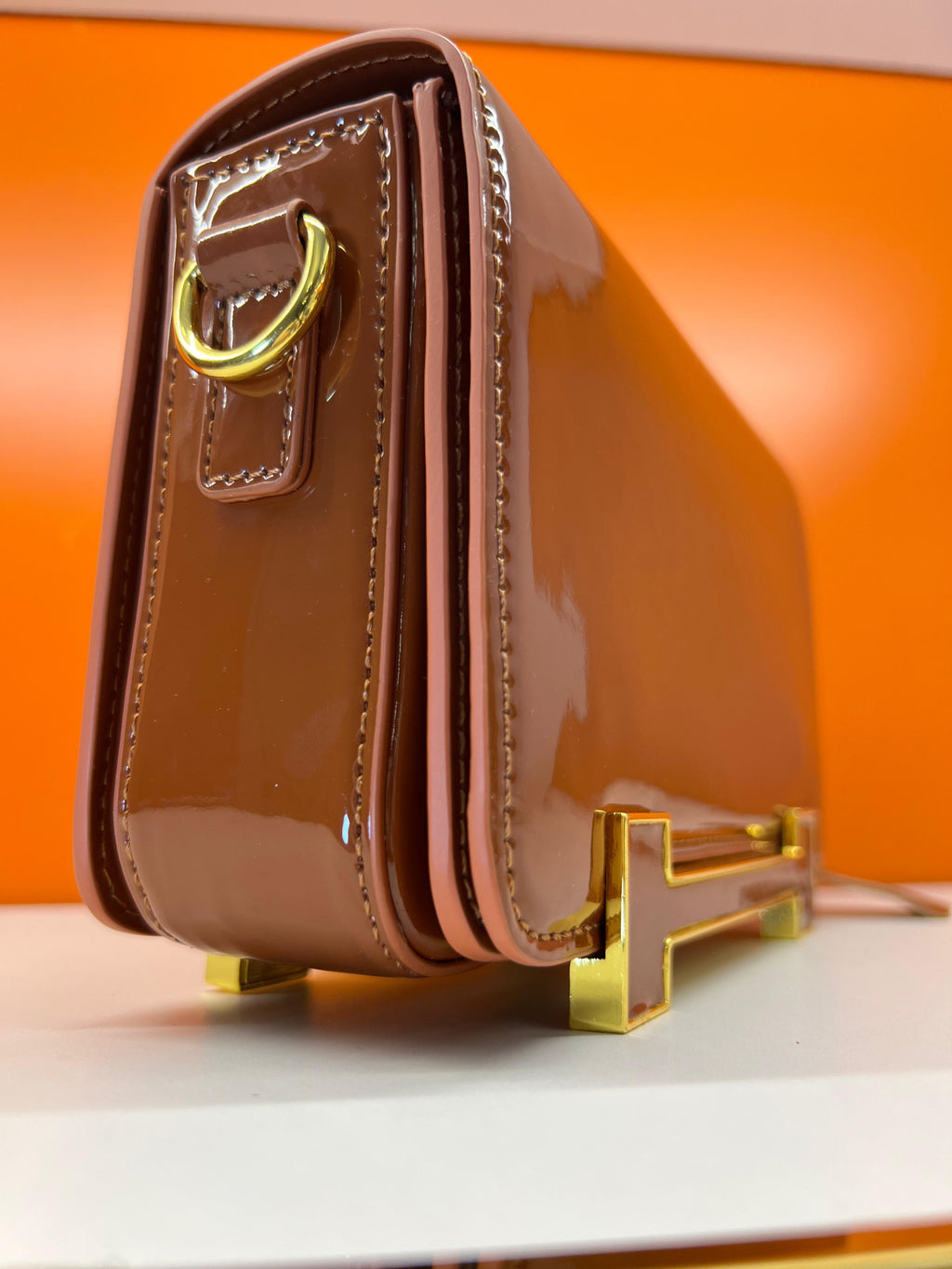 Hermes Small Wallet Crossbody With Strap Shiny Brown