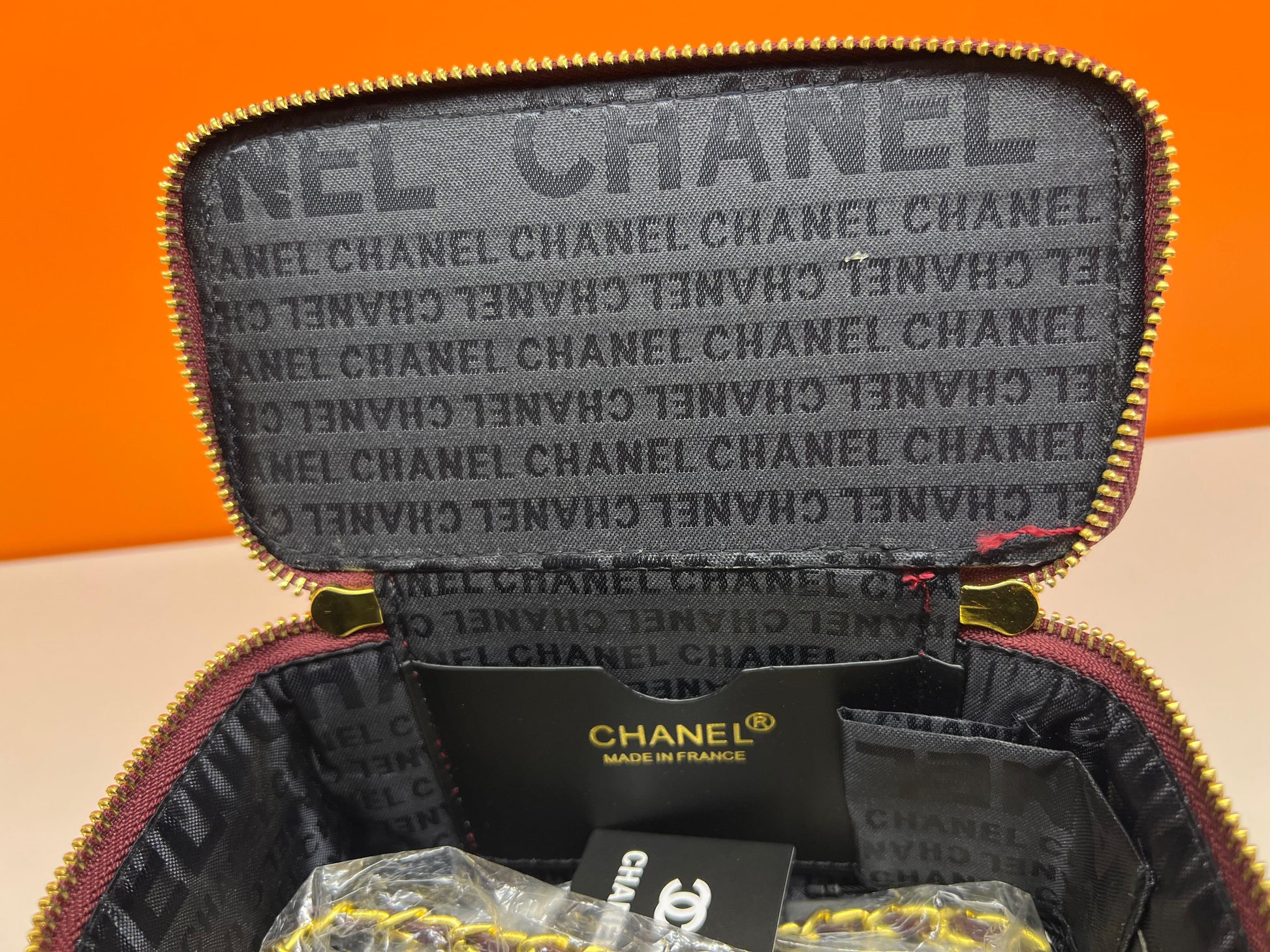 Chanel Small Bordeaux Color Vanity Case Handbag