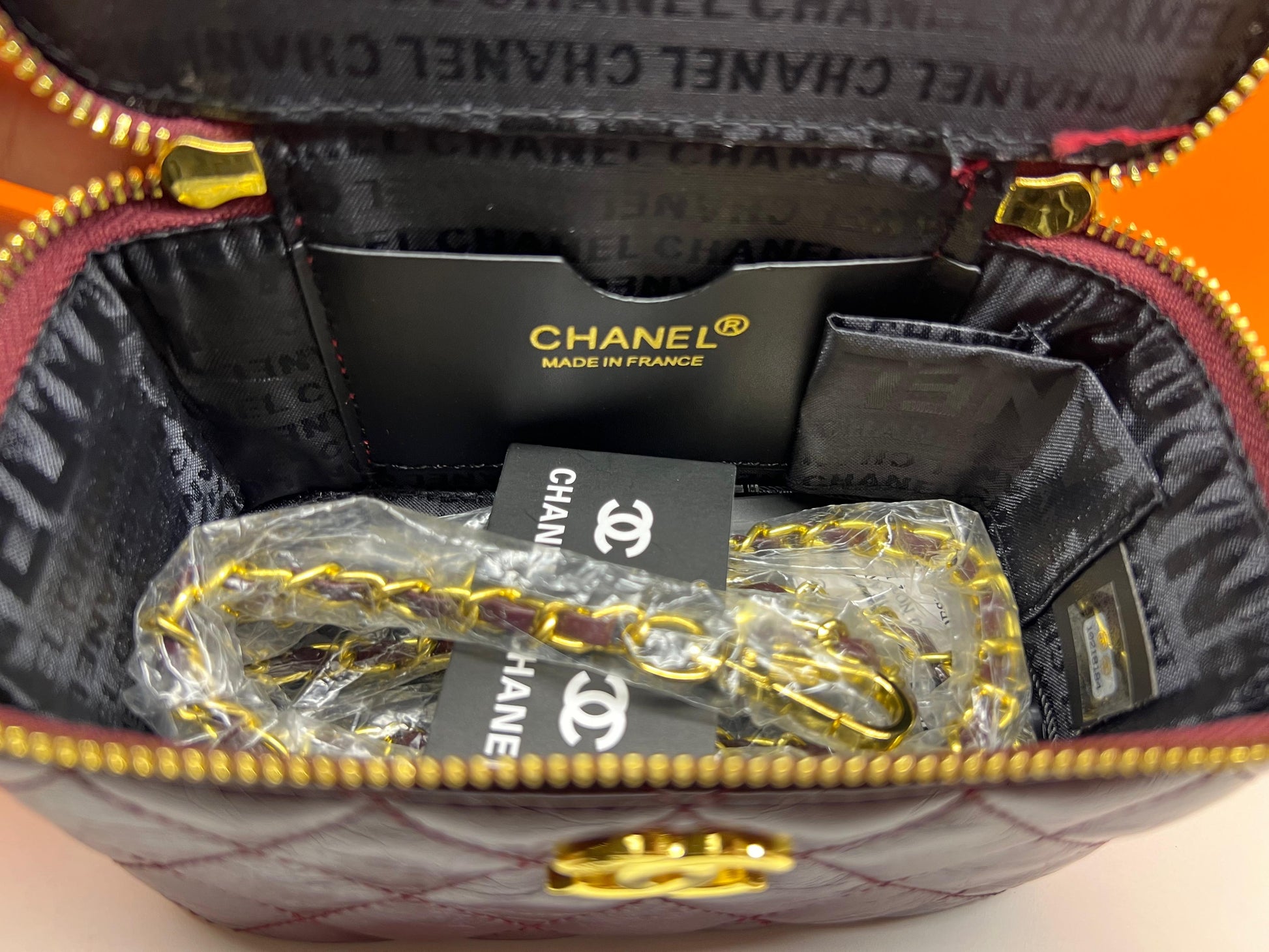 Chanel Small Bordeaux Color Vanity Case Handbag