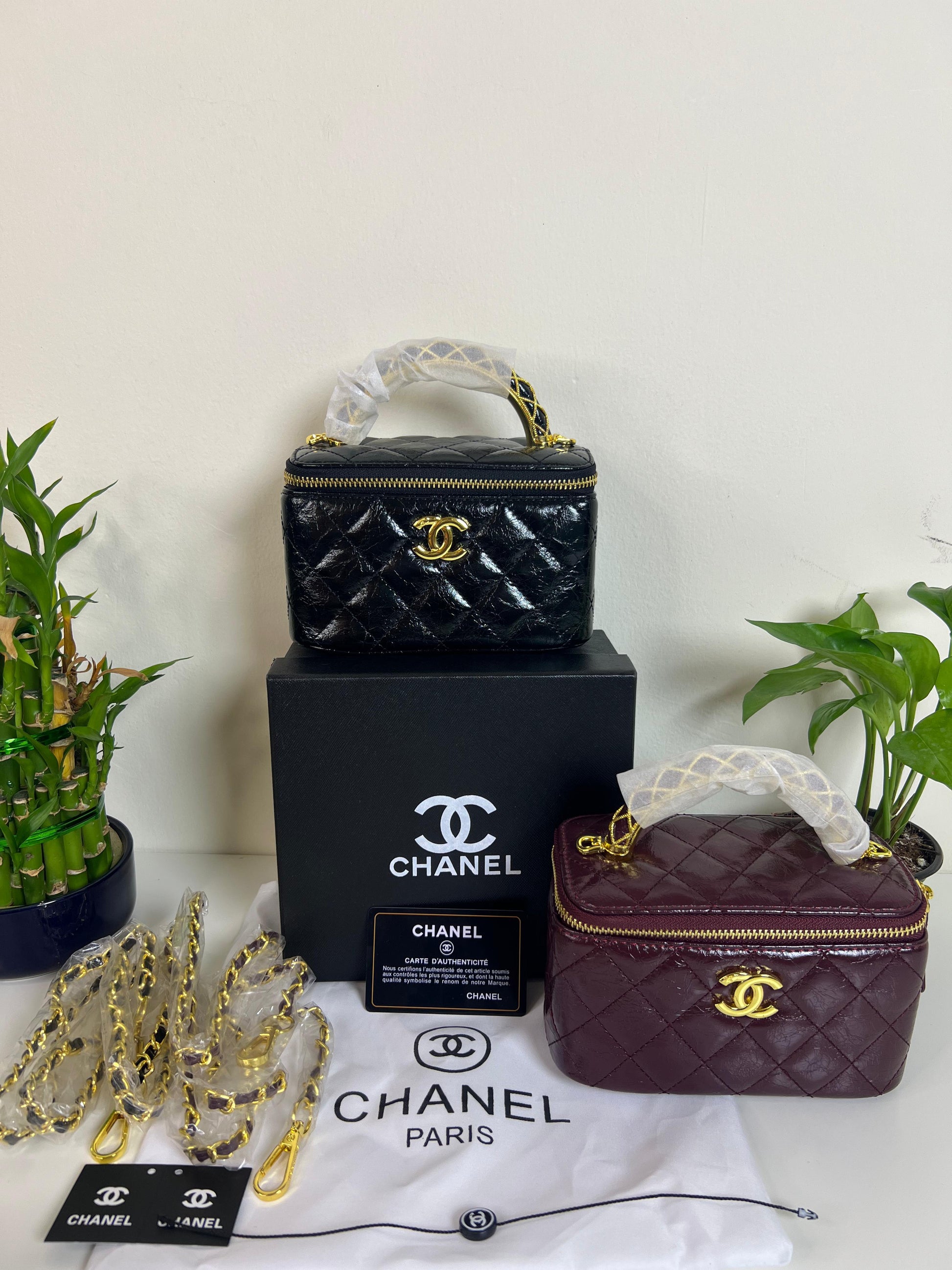 Chanel Small Bordeaux Color Vanity Case Handbag
