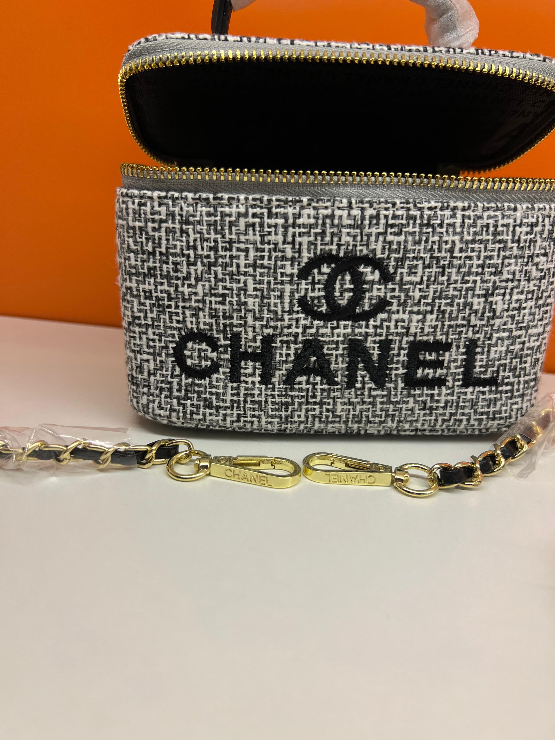 Chanel Small White & Black Color Vanity Case Handbag