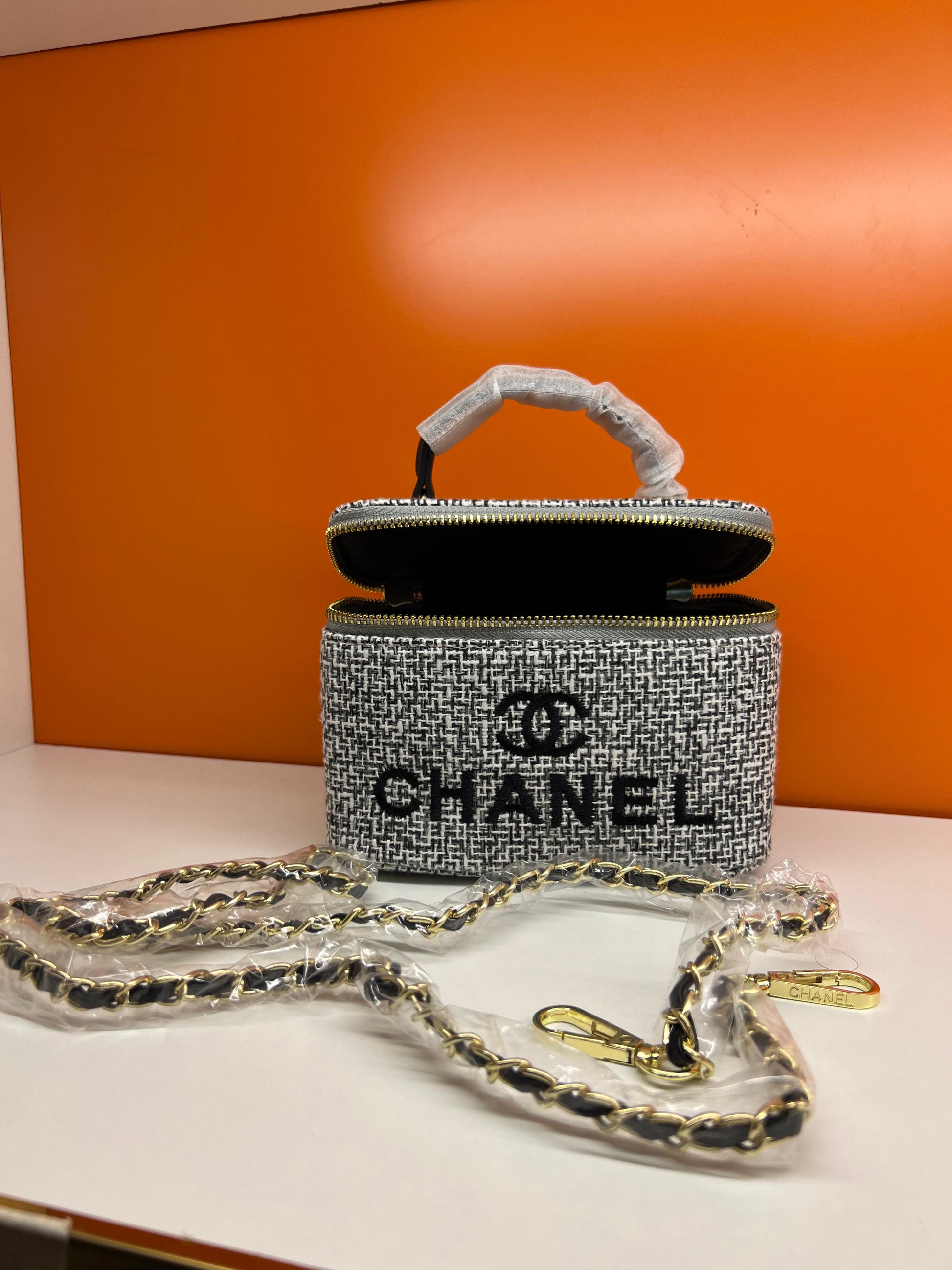 Chanel Small White & Black Color Vanity Case Handbag