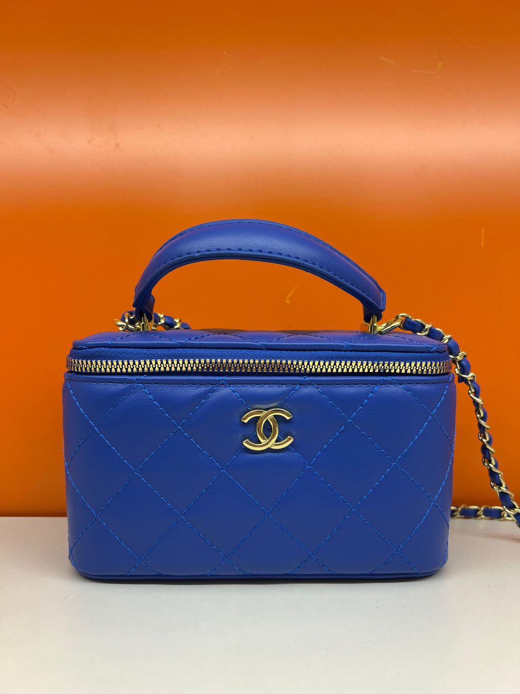 Chanel Small Sky Blue Color Vanity Case Handbag
