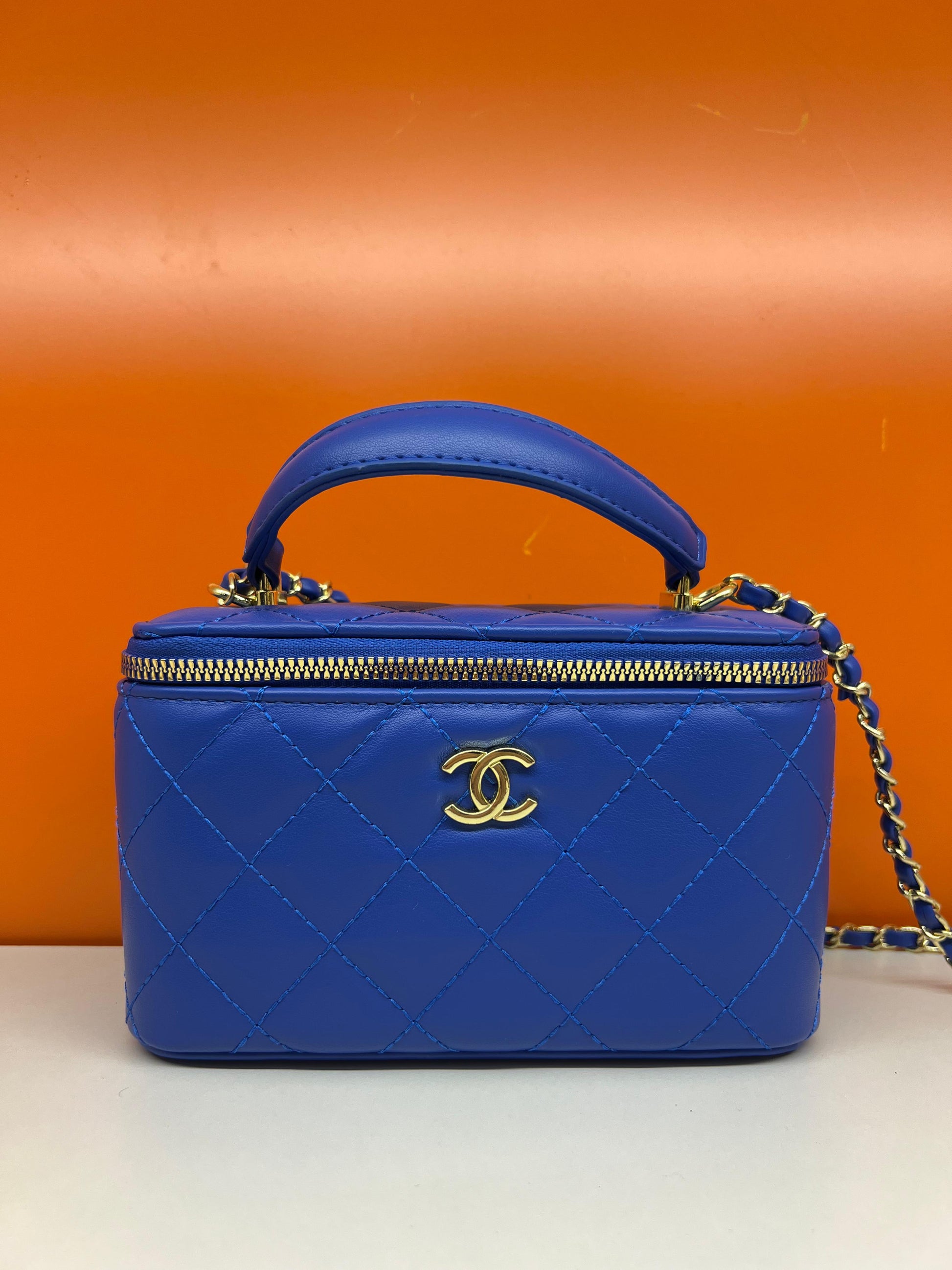 Chanel Small Sky Blue Color Vanity Case Handbag
