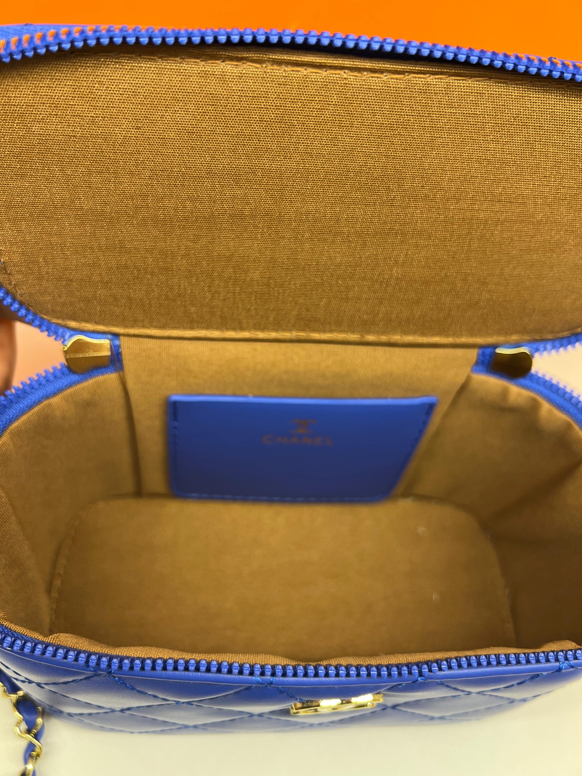 Chanel Small Sky Blue Color Vanity Case Handbag