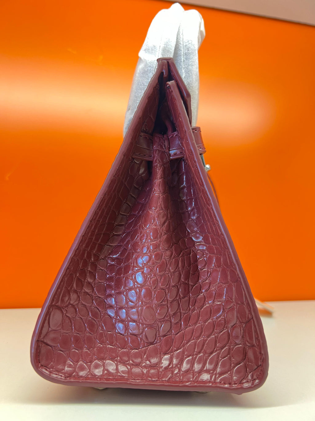 Hermes Birkin Crocodile Skin Small Carry Bag With Strap Meroon