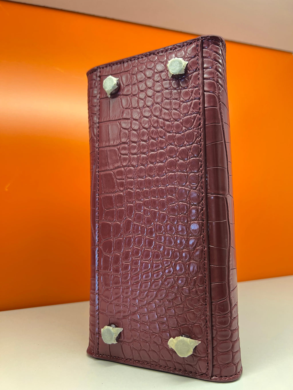 Hermes Birkin Crocodile Skin Small Carry Bag With Strap Meroon
