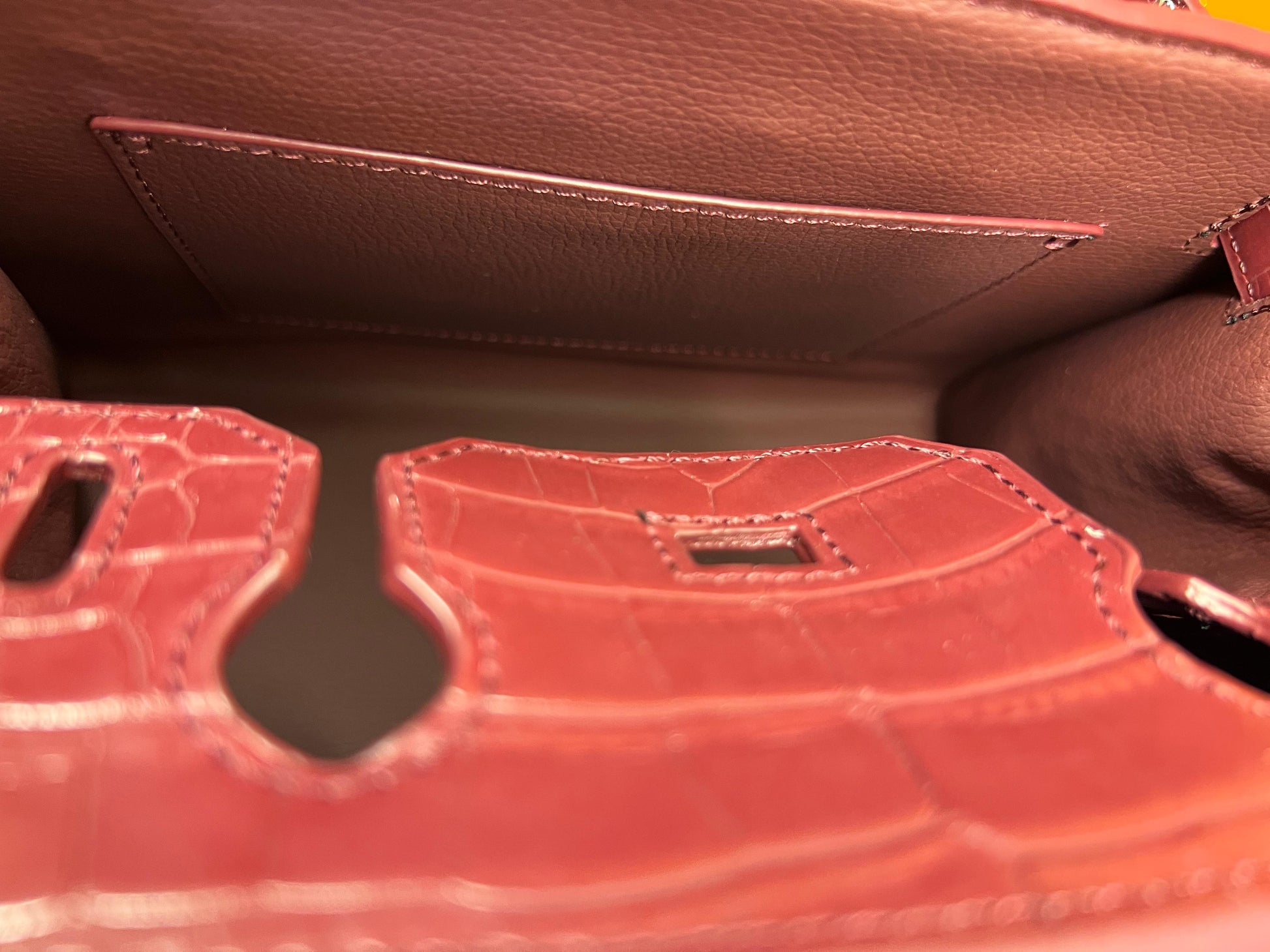 Hermes Birkin Crocodile Skin Small Carry Bag With Strap Meroon