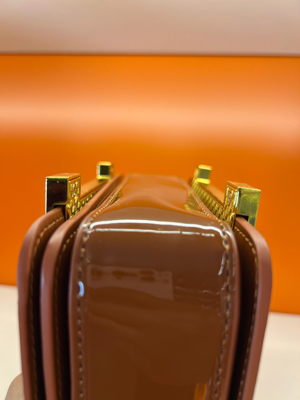 Hermes Small Wallet Crossbody With Strap Shiny Brown