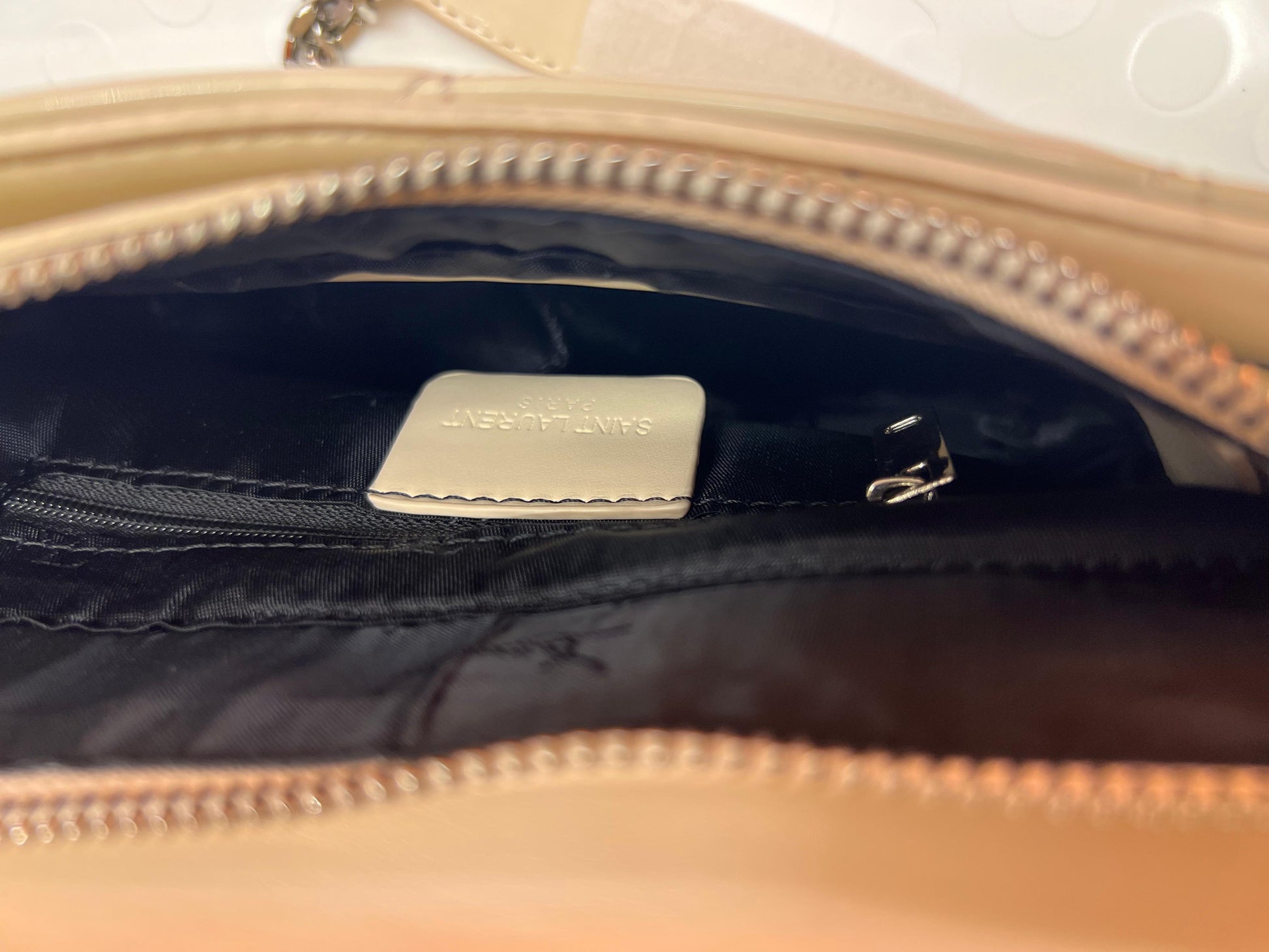 Saint Laurent YSL Small Chain Bag Shiny White
