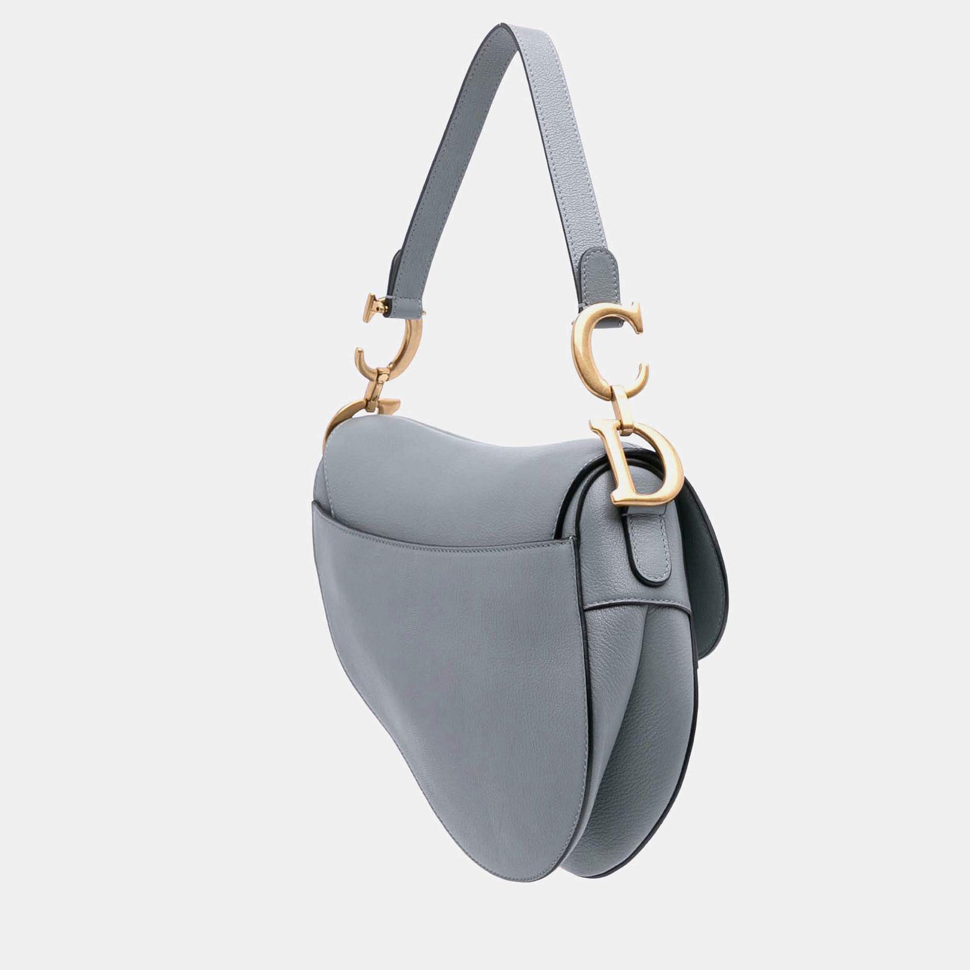Dior Grey Goatskin Saddle Bag