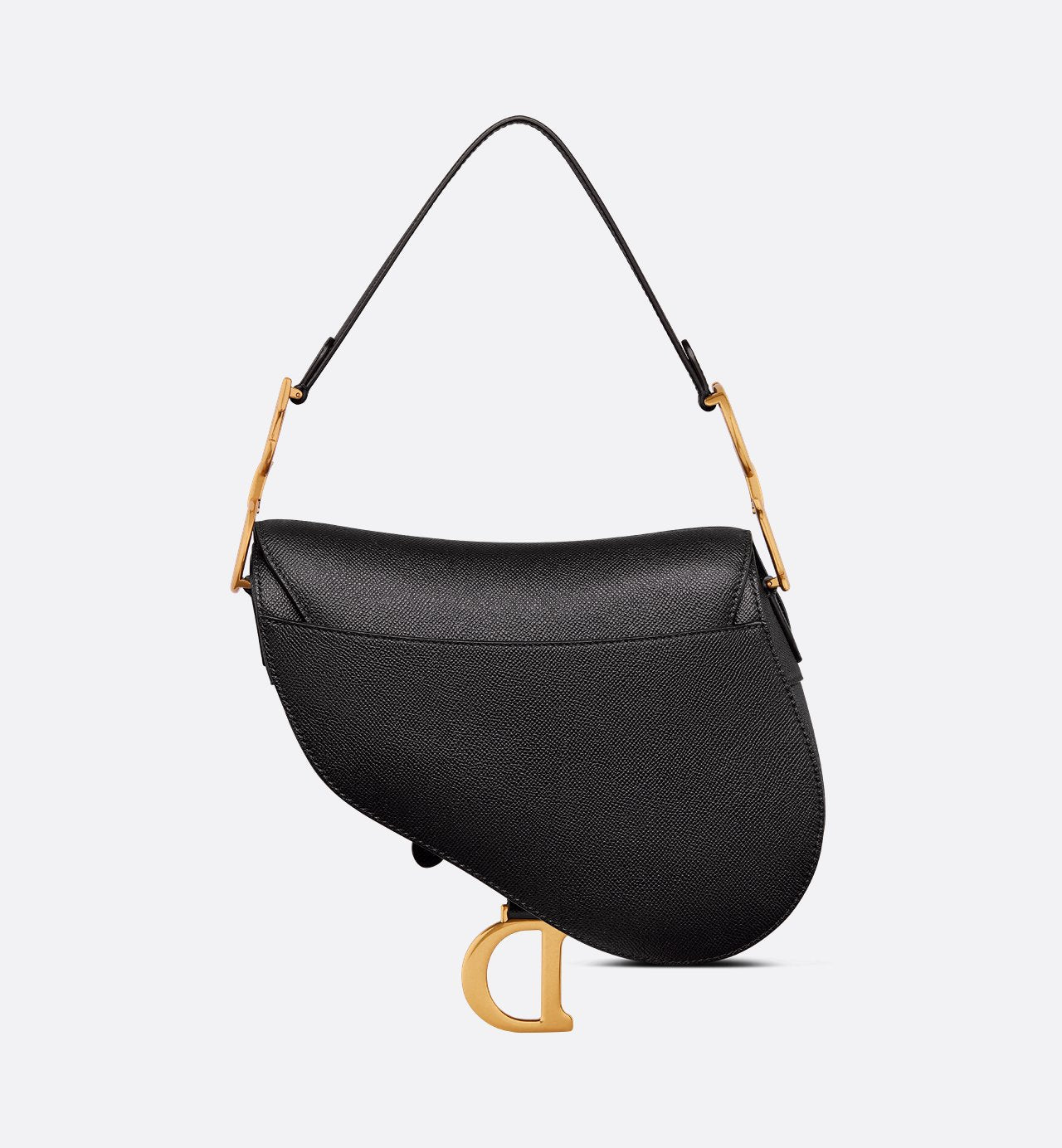 Saddle Bag with Strap Black Grained Calfskin