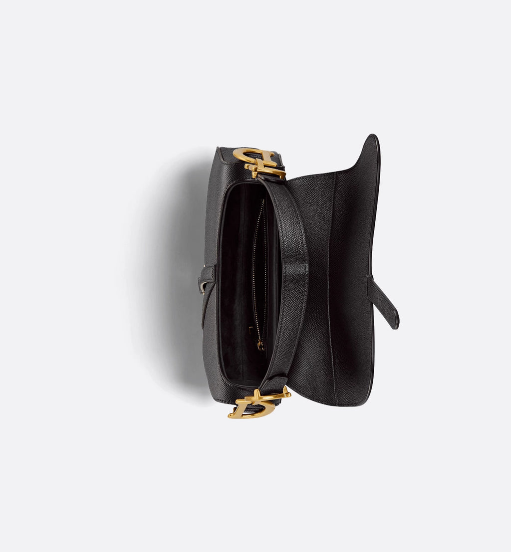 Saddle Bag with Strap Black Grained Calfskin