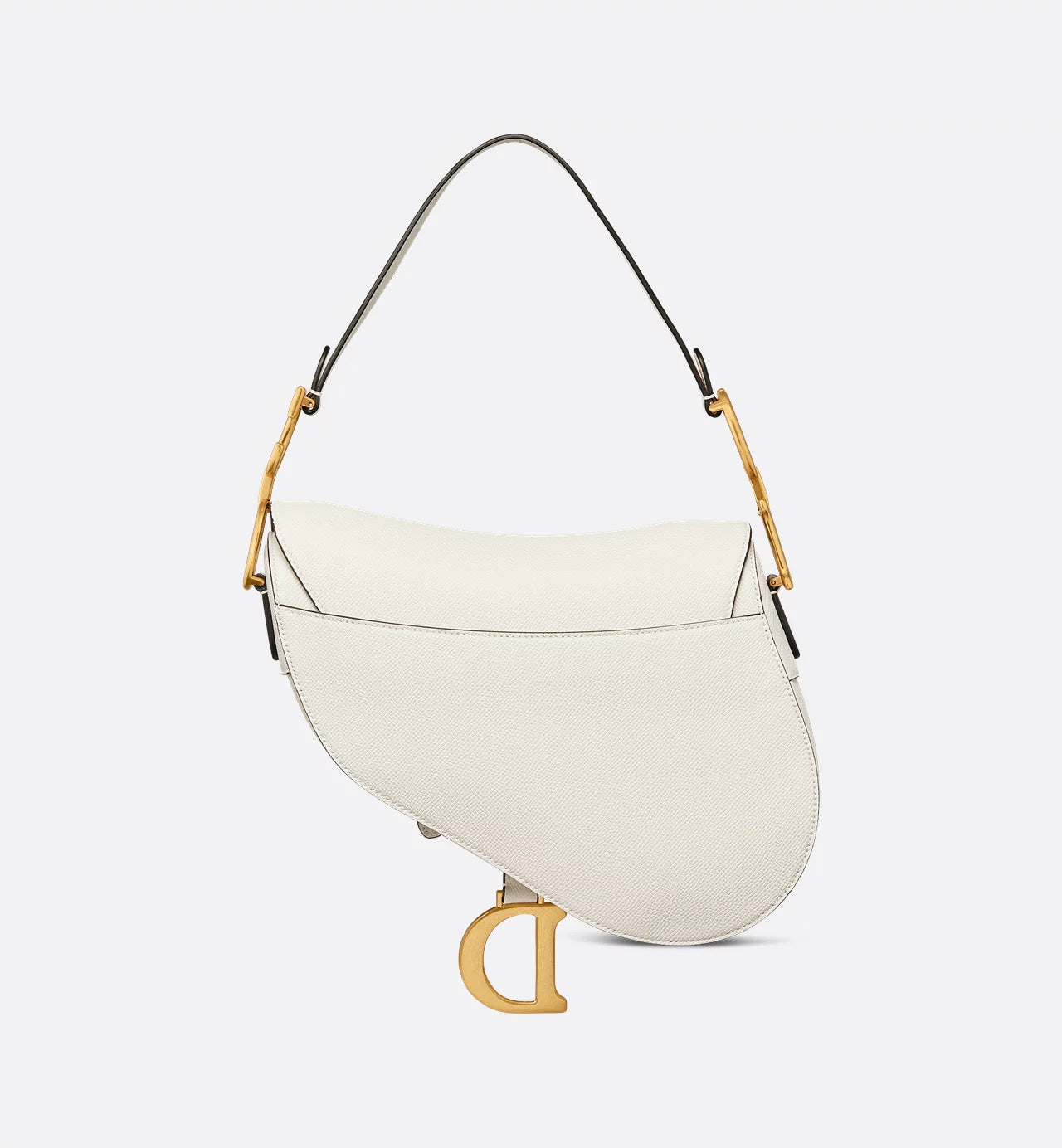 Saddle Bag with Strap White Grained Calfskin