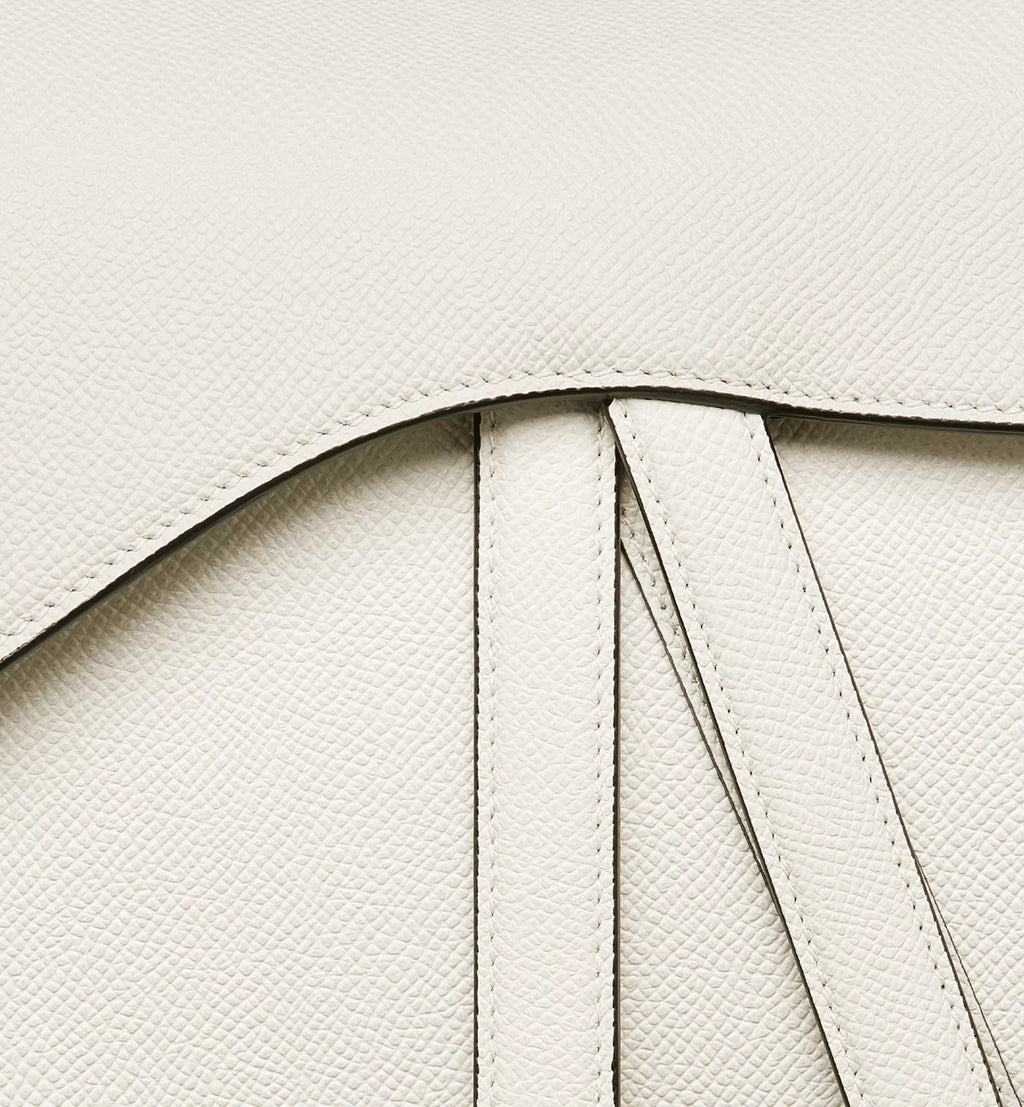 Saddle Bag with Strap White Grained Calfskin