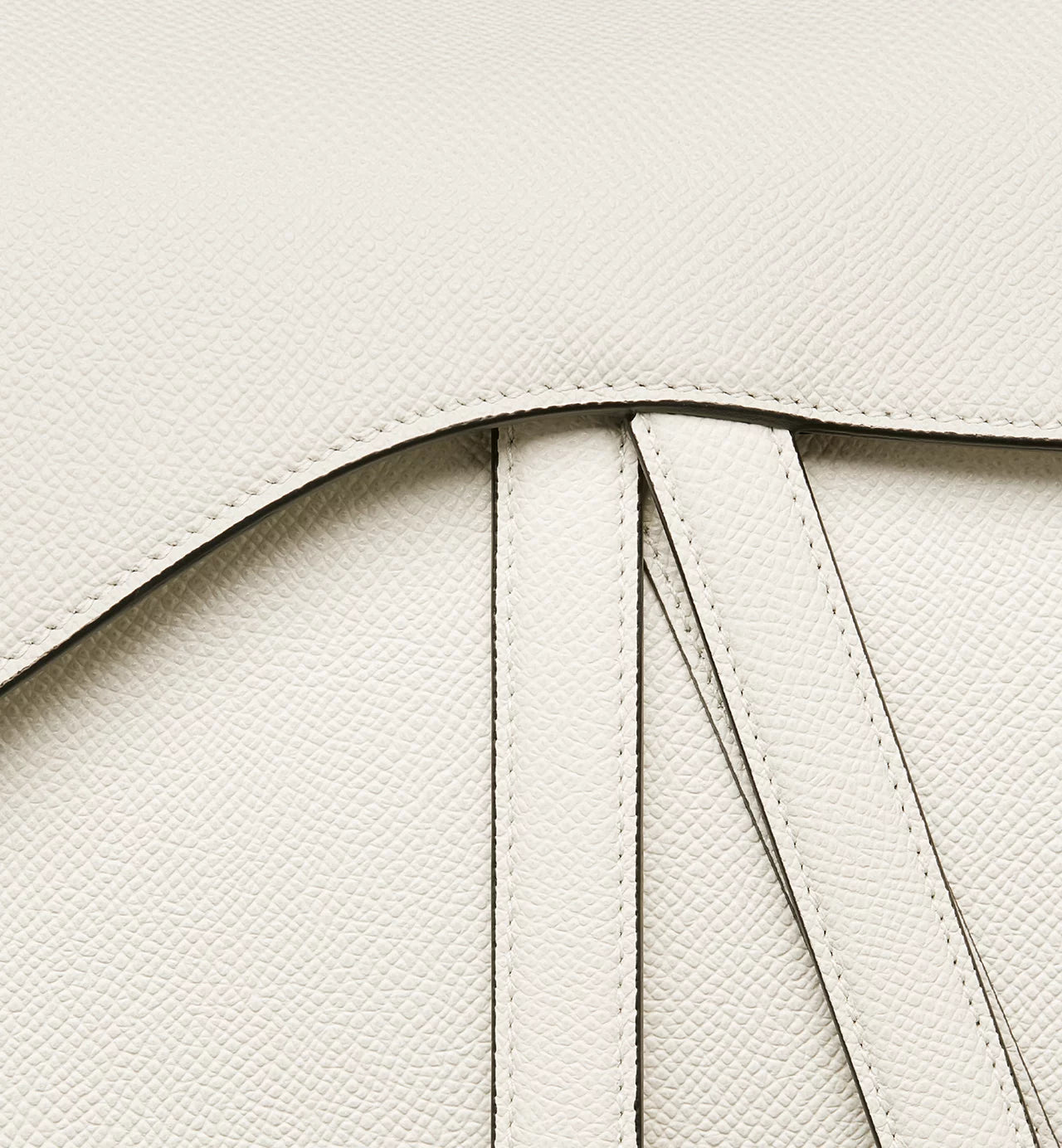 Saddle Bag with Strap White Grained Calfskin