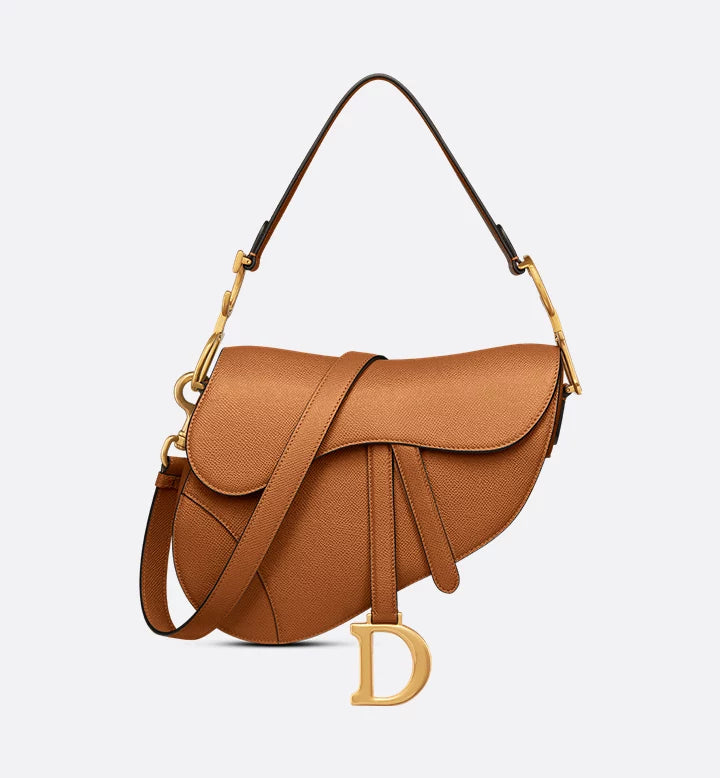 Saddle Bag with Strap Golden Saddle Grained Calfskin