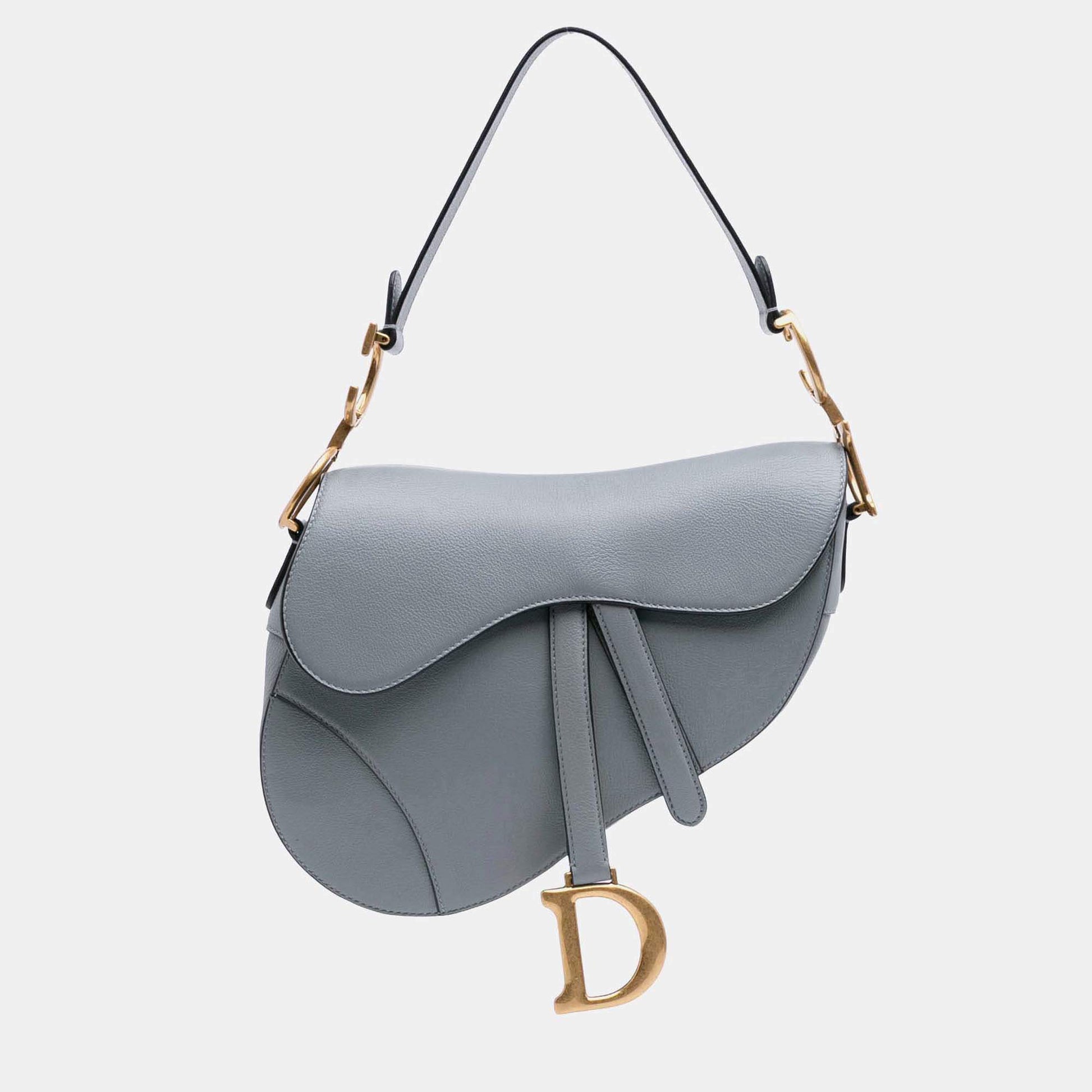 Dior Grey Goatskin Saddle Bag