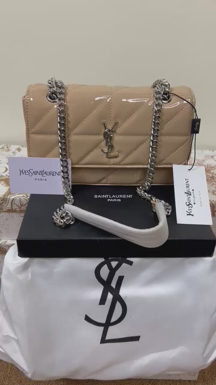 Saint Laurent YSL Small Chain Bag Shiny Cream