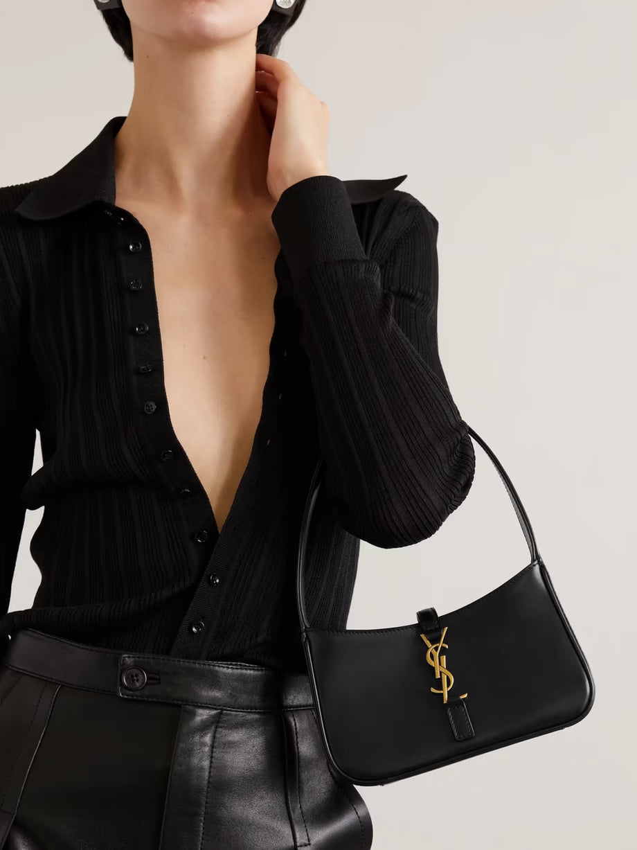 Saint Laurent YSL Mini Patent Leather Shoulder Bag Black