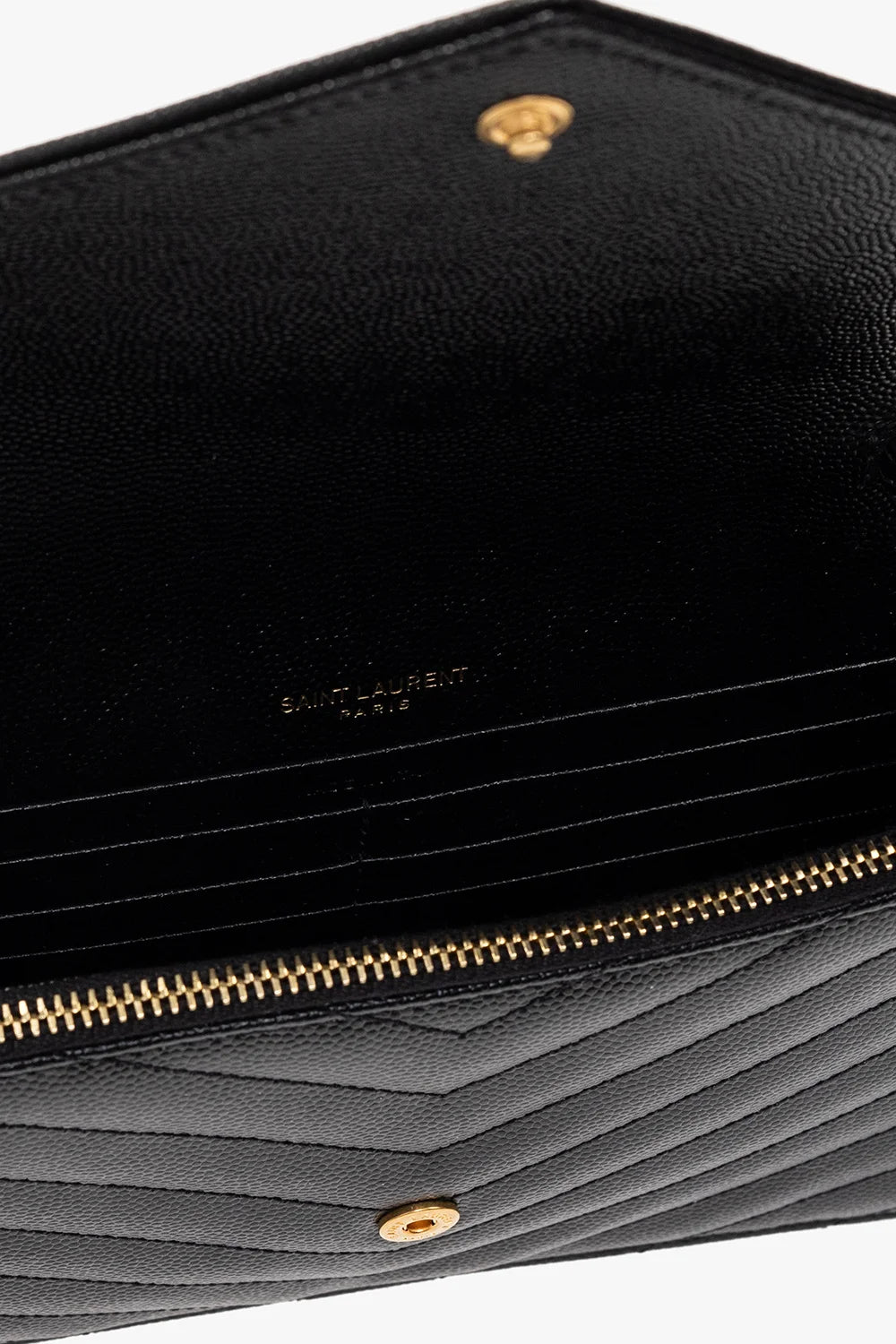 Saint Laurent YSL Cassandre Envelope Chain Wallet Black Matt